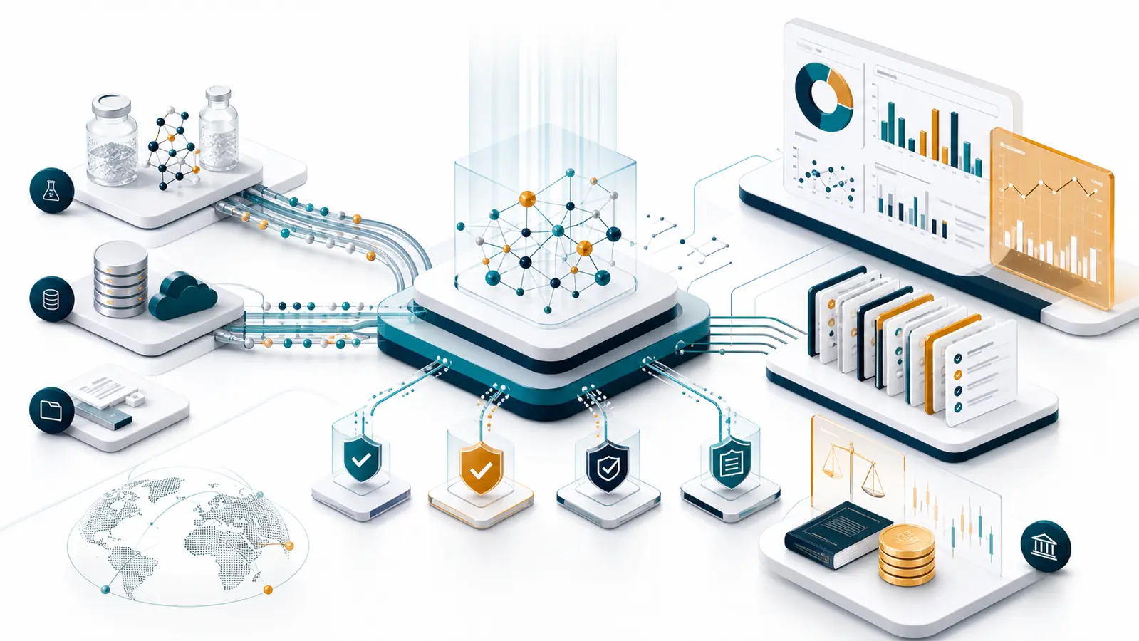 Illustration d'un operating model data avec pipelines, backlog et contrôles de gouvernance